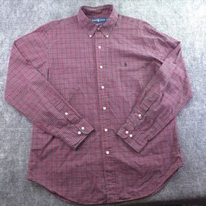 Ralph Lauren Dress Shirt 16 34/35 Classic Fit Red Blue Check Button Down Pony